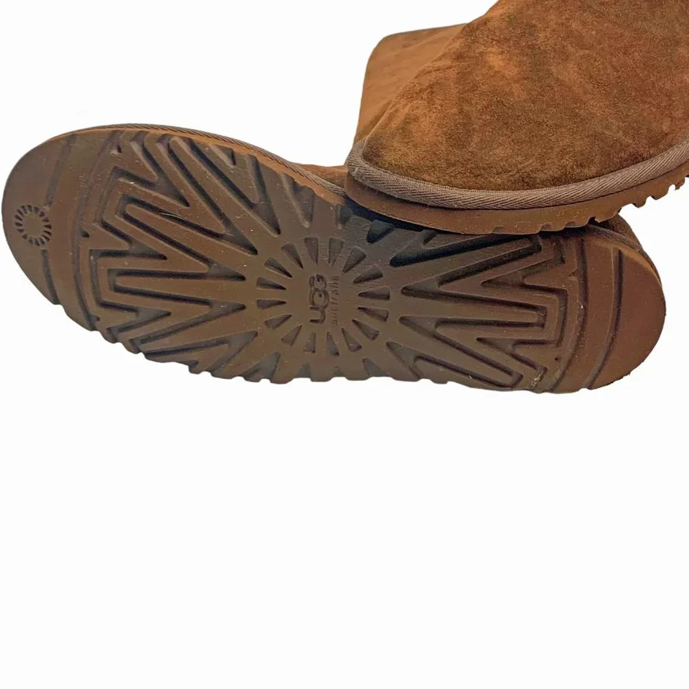 UGG Australia 3387 Lo Pro Fold‎ Over Brown Suede Mid Calf Boots